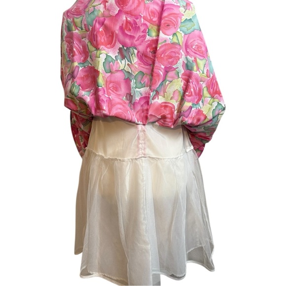 Youth Floral Satin Summer Spring Sleeveless Scoop Neck Sundress - Picture 6 of 14